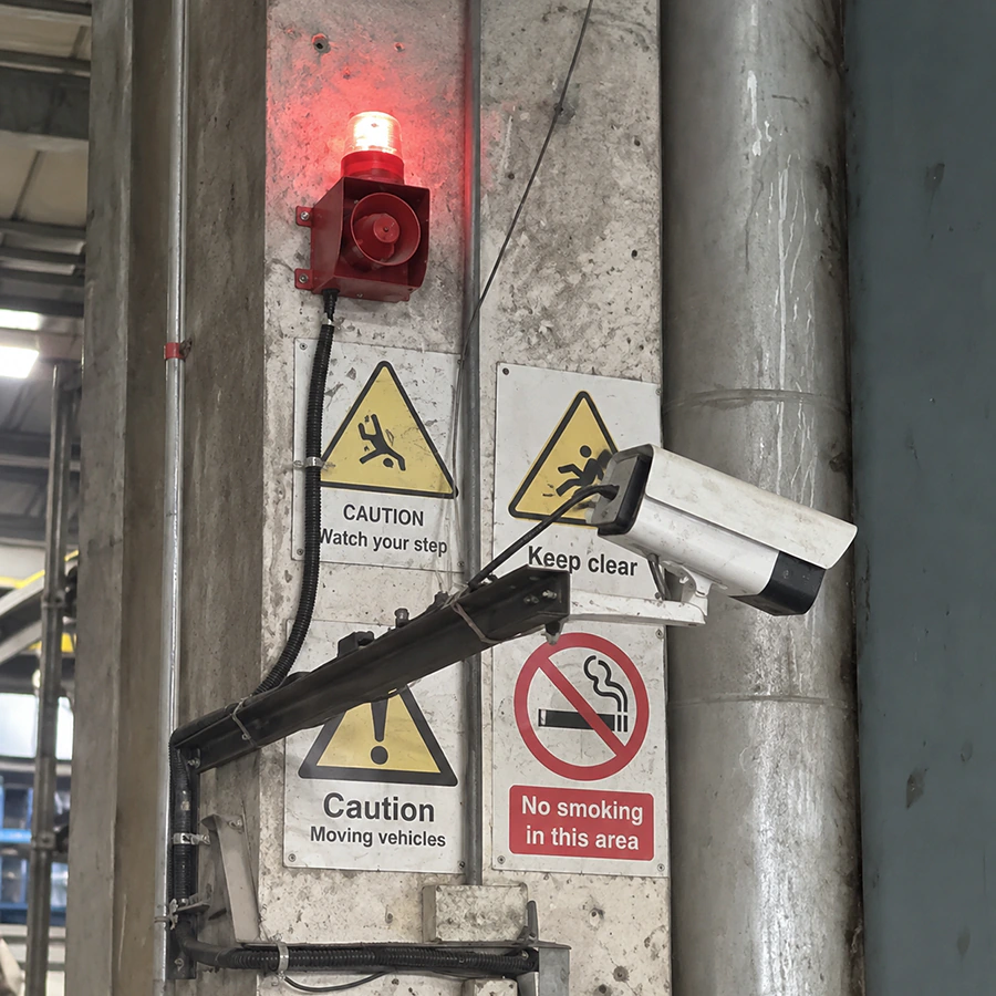 ALX-100 industrial alarm siren installed in an industrial environment