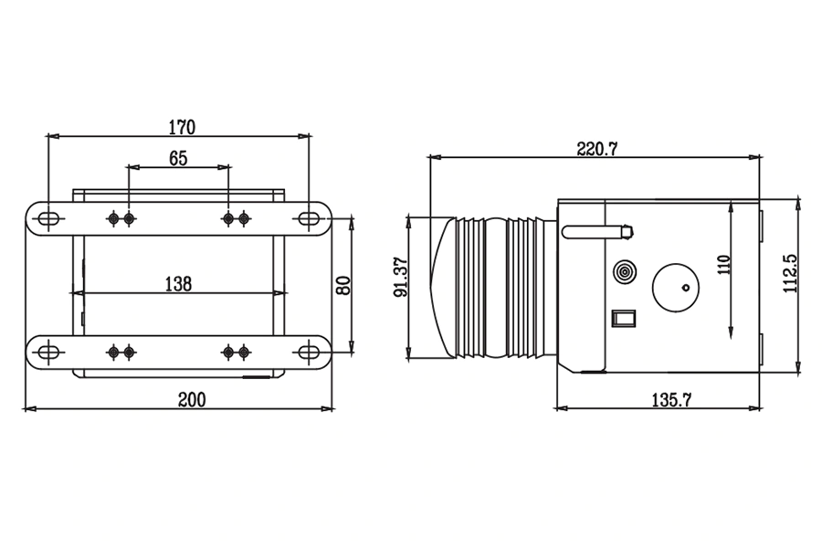 ALX-300 bottom-mount dimensional drawing