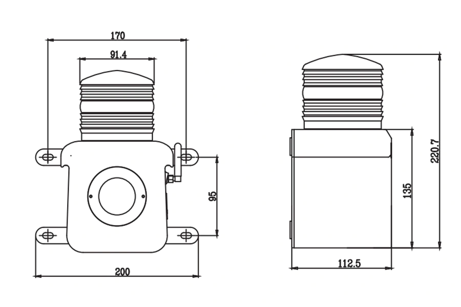 ALX-300 rear-mount dimensional drawing
