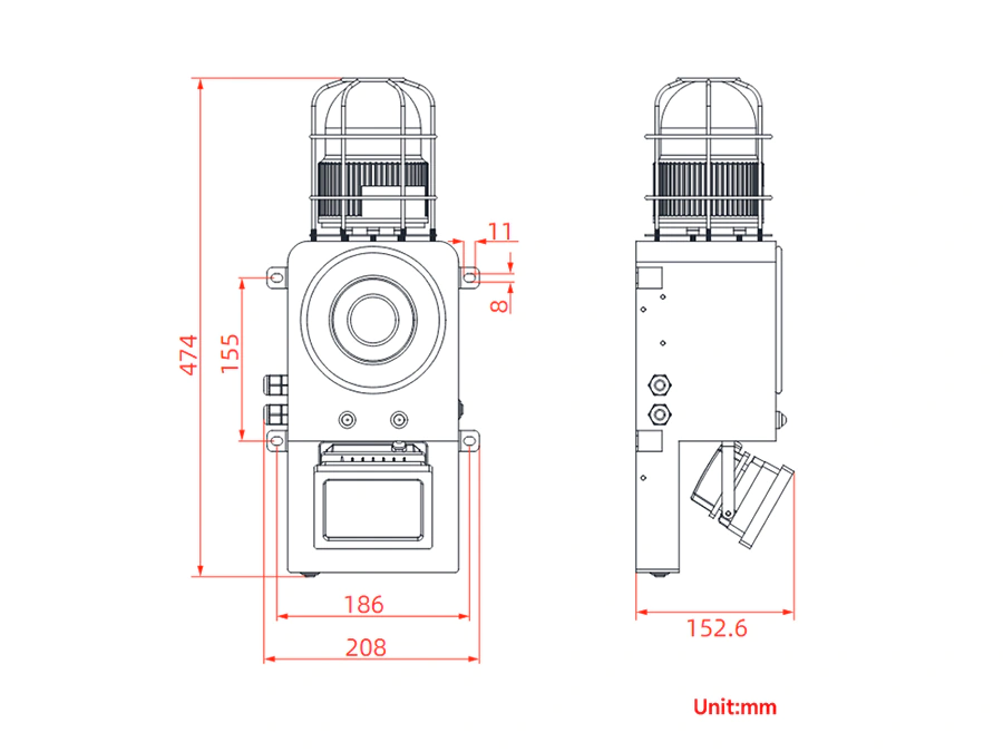ALX-630 emergency backup alarm dimension drawing