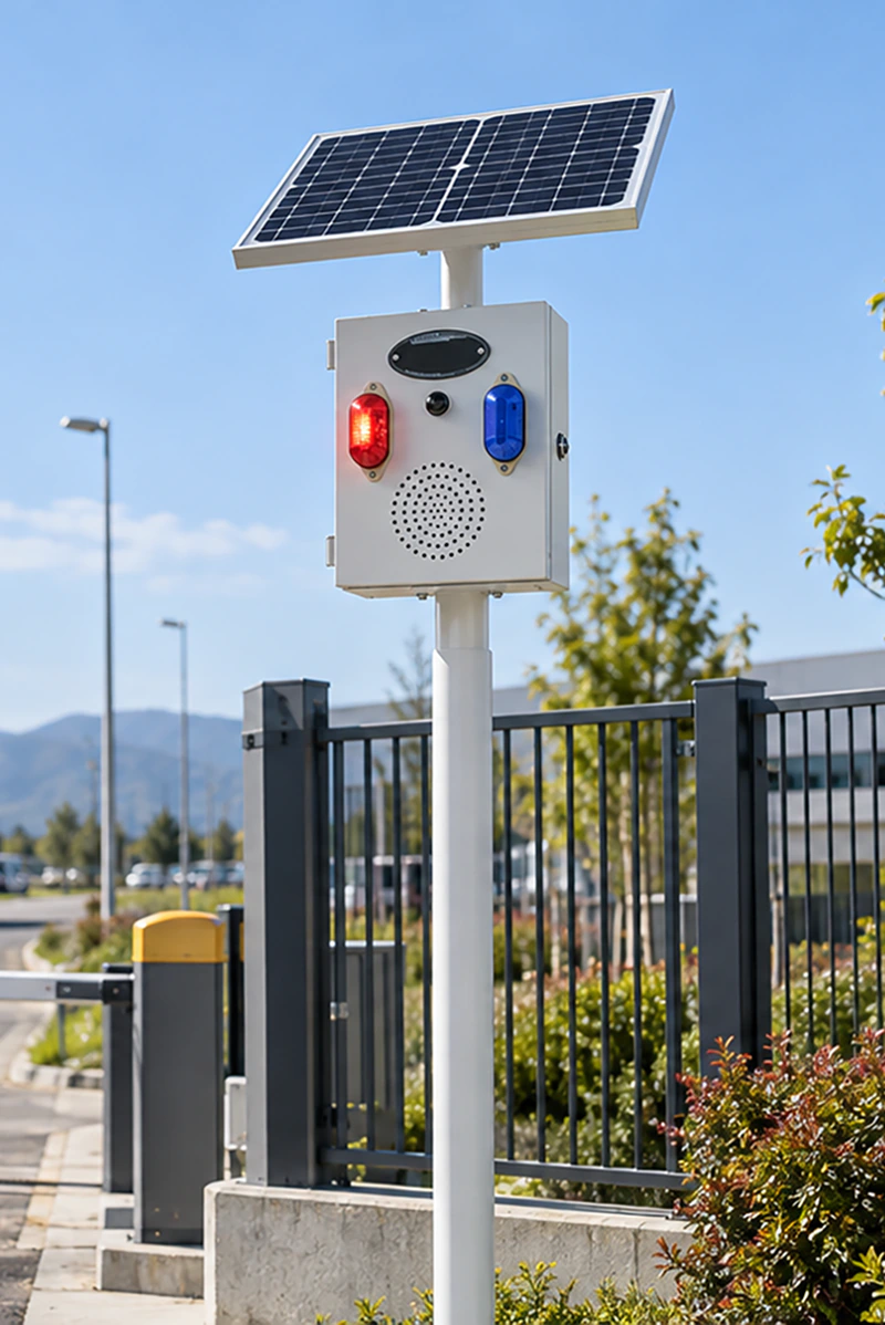 Outdoor industrial warning equipment used at a remote or off-grid site